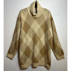 NWT! VTG Jones New York Lambswool Angora Rabbit Hair Turtleneck Sweater Camel Lg